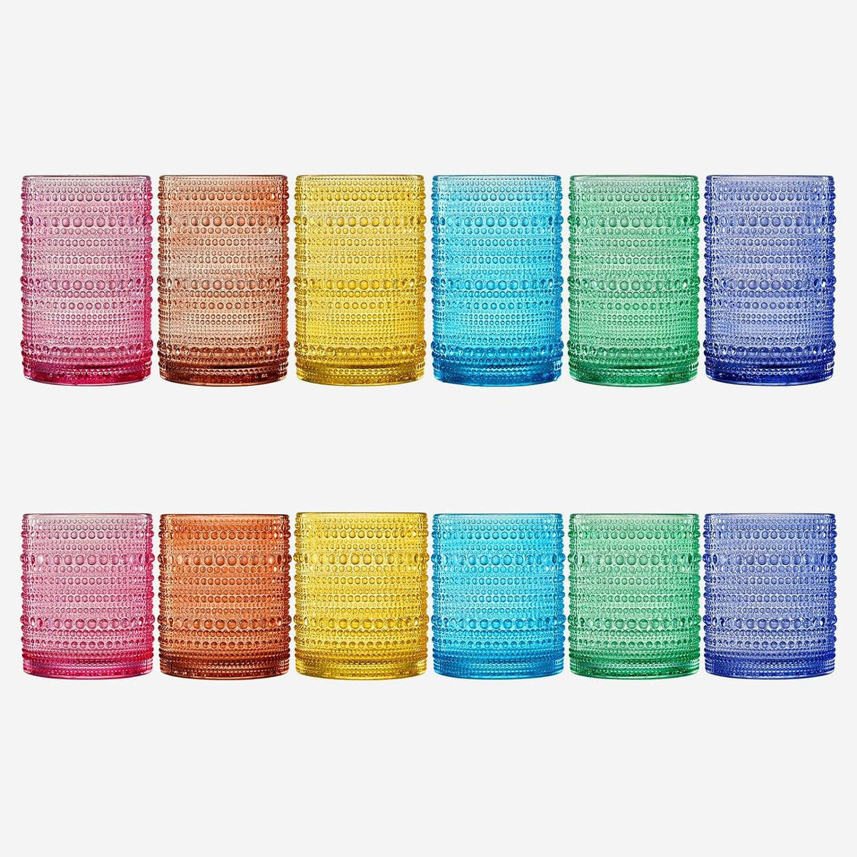 Tall Rainbow Beaded Glasses, Set of 6