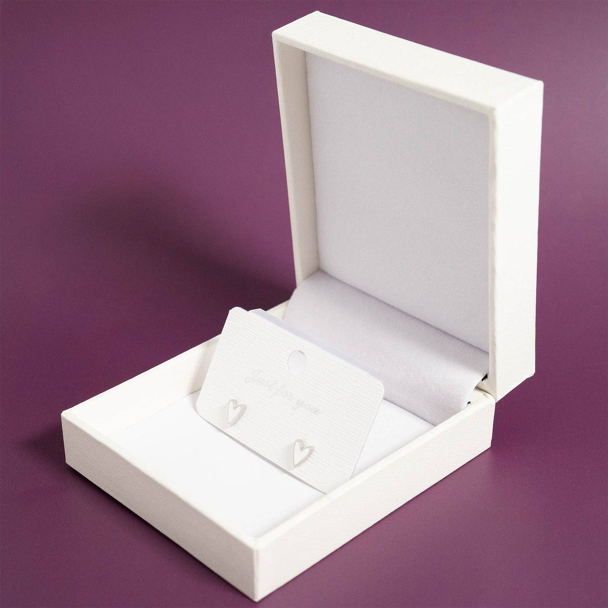 18K Gold PVD Stainless Steel White Heart Stud Earrings: Stainless / White