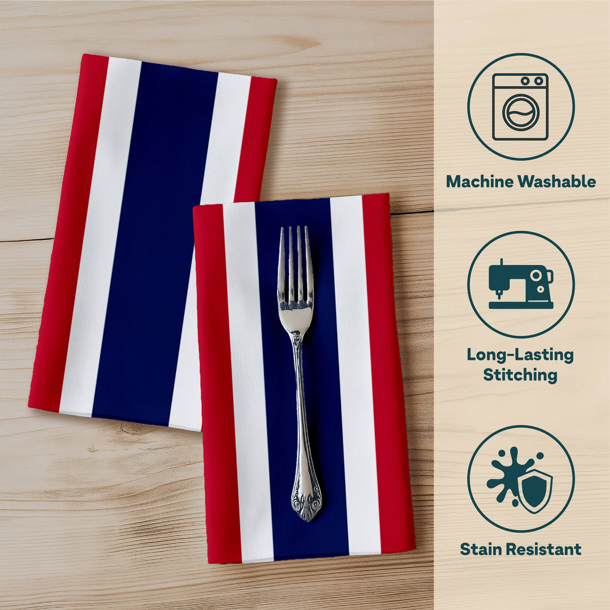 American Red & Blue Stripes Napkins