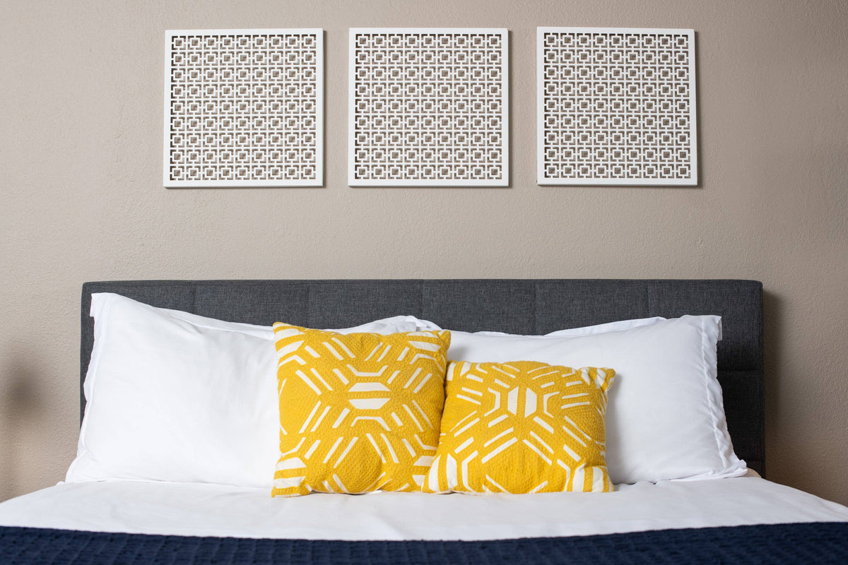 Breeze Block Metal Wall Art/Magnet Board 15.5" Square-White