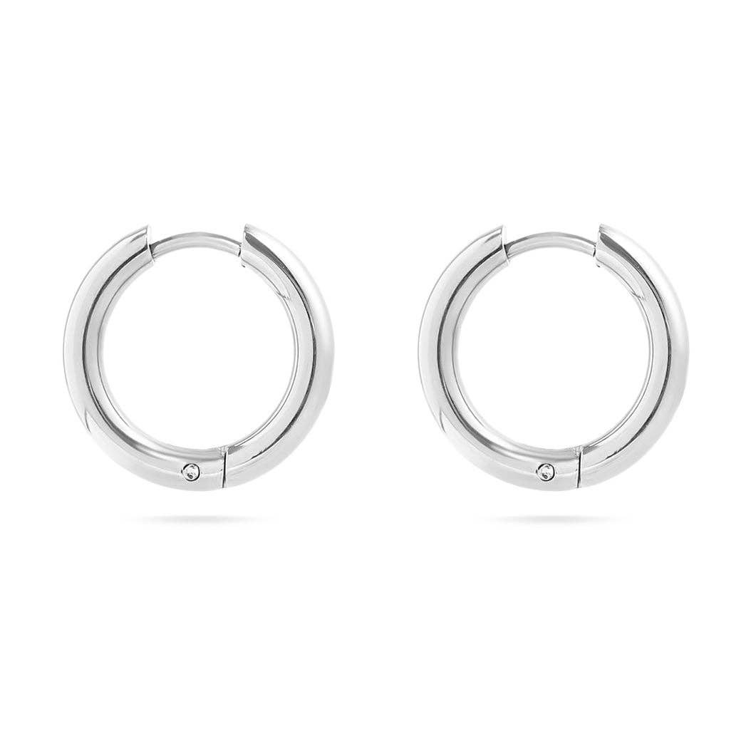 18K Gold PVD Stainless Steel Circle Huggie Hoop Earrings: Gold / 16mm
