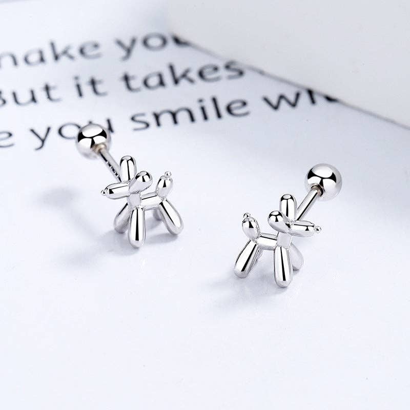 Balloon Dog Ball End Stud Earrings