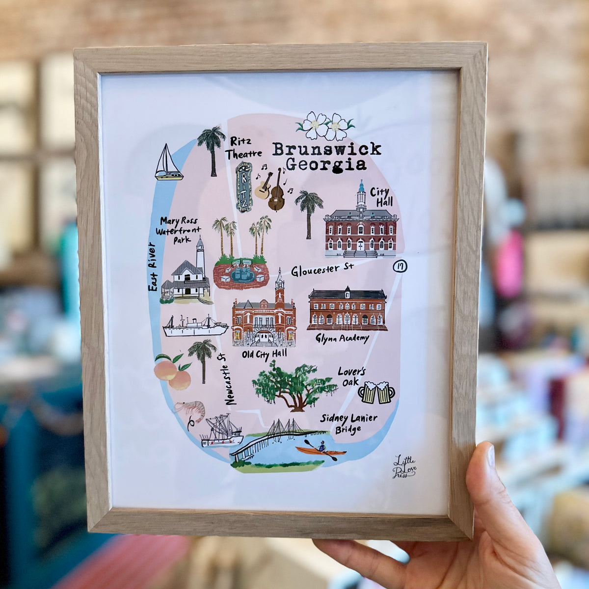 Historic Downtown Brunswick City Map Art Print