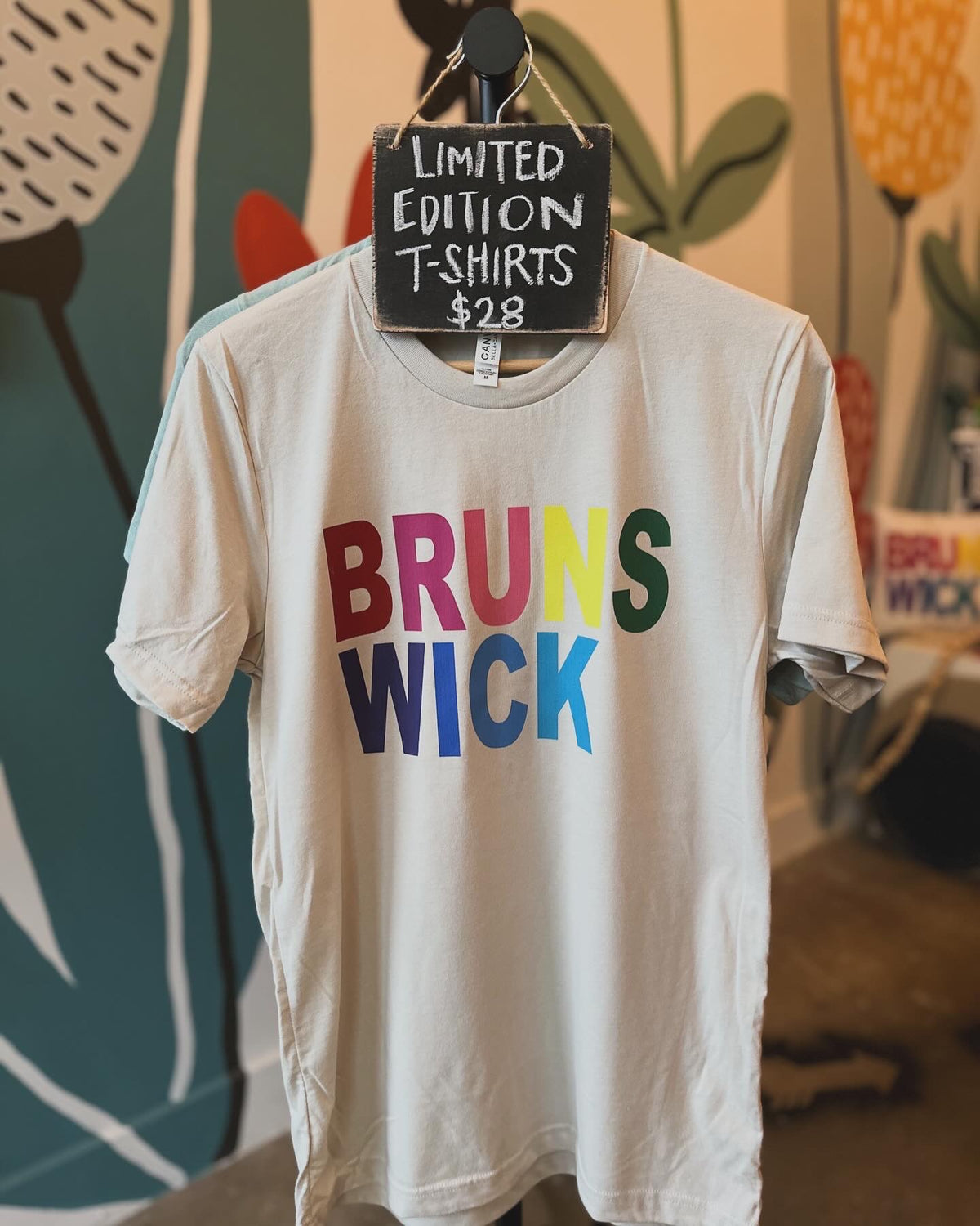 Short Sleeve T-Shirt: BRUNSWICK, Rainbow on Ivory