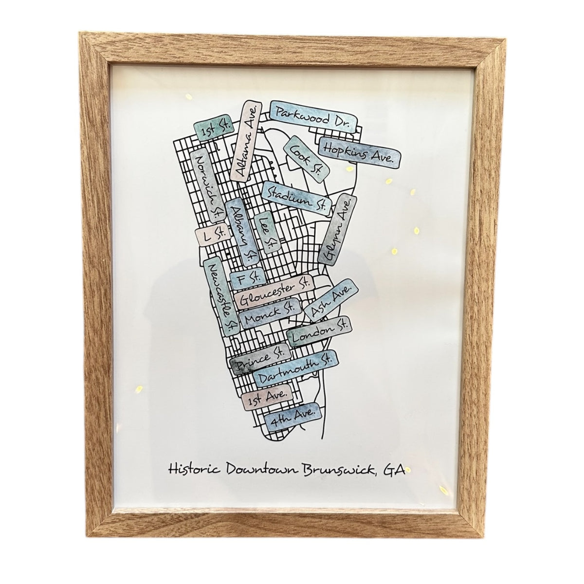 Brunswick, GA Street Map Print: Coastal/ 8x10