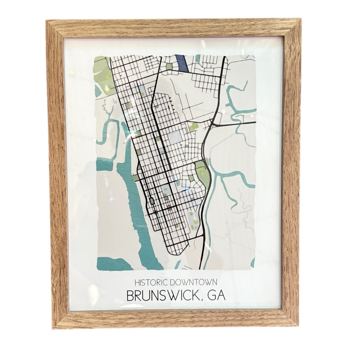 Historic Brunswick, GA City Street Map Print, 8x10