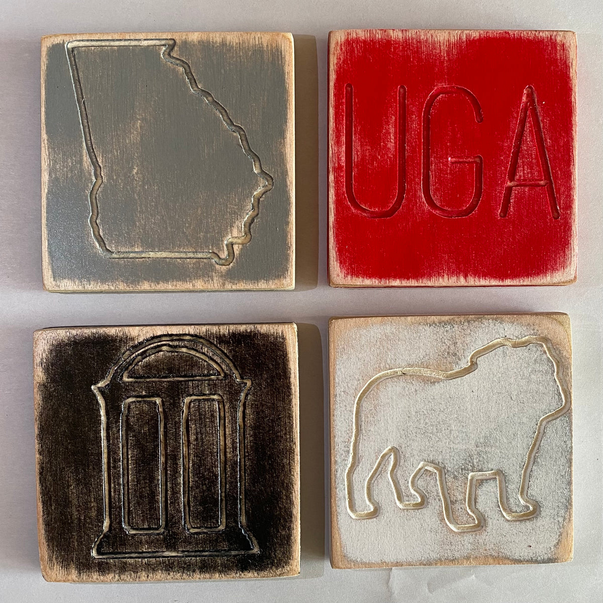 Georgia Engraved College Coasters, Set of 4