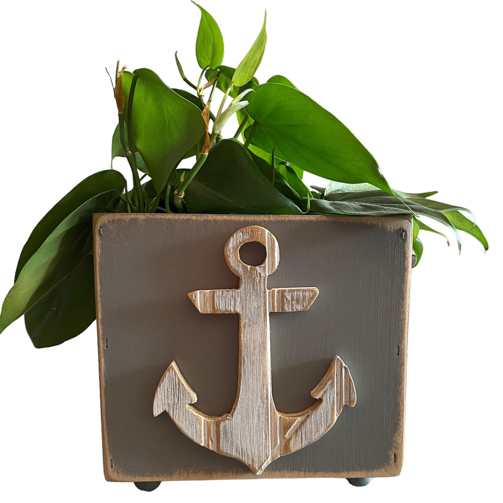 plant pot anchor Anchor Wooden Box Planter