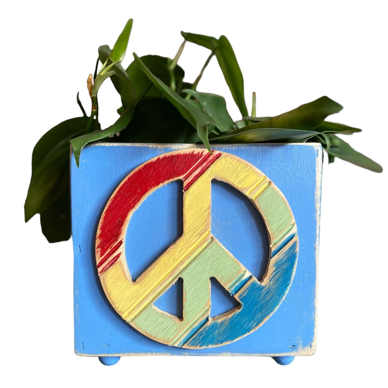 Wooden Peace Sign Box Planter | Grace Graffiti