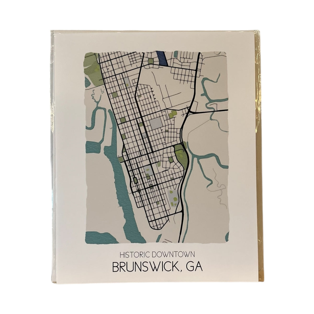 Historic Brunswick, GA City Street Map Print, 8x10