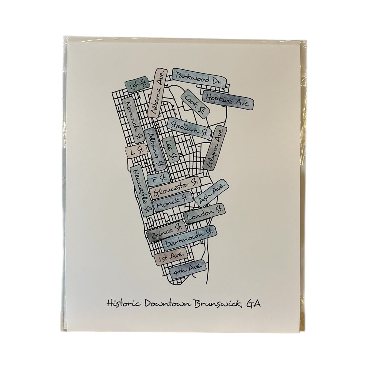 Brunswick, GA Street Map Print: Coastal/ 8x10