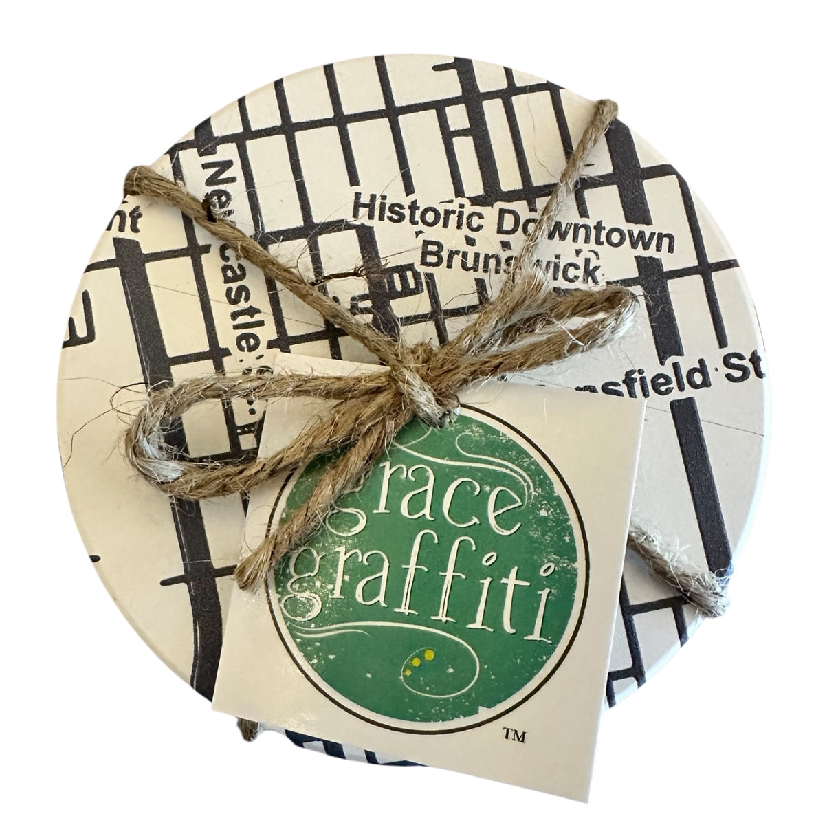 Historic Downtown Brunswick Map Ceramic Coasters, Set of 4