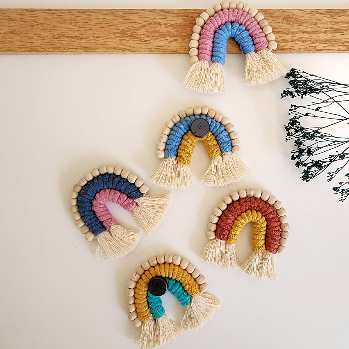 Macramé Rainbow Fridge Magnets/Essential Oil Diffuser Bead