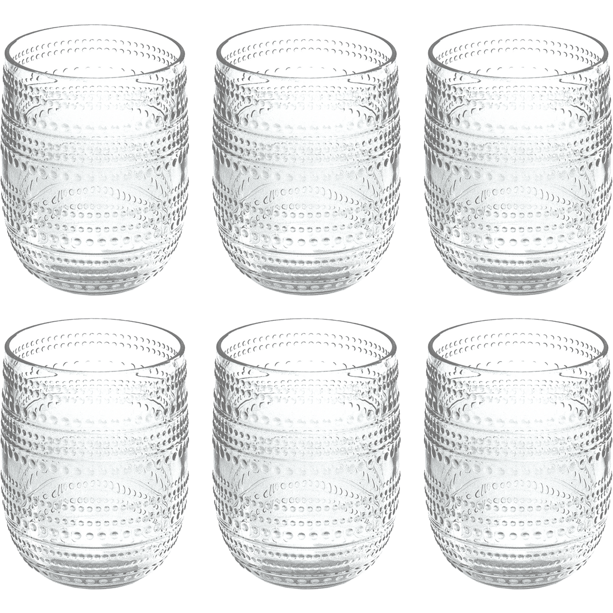 Clear Beaded Stemless Acrylic Drinkware, Set of 6