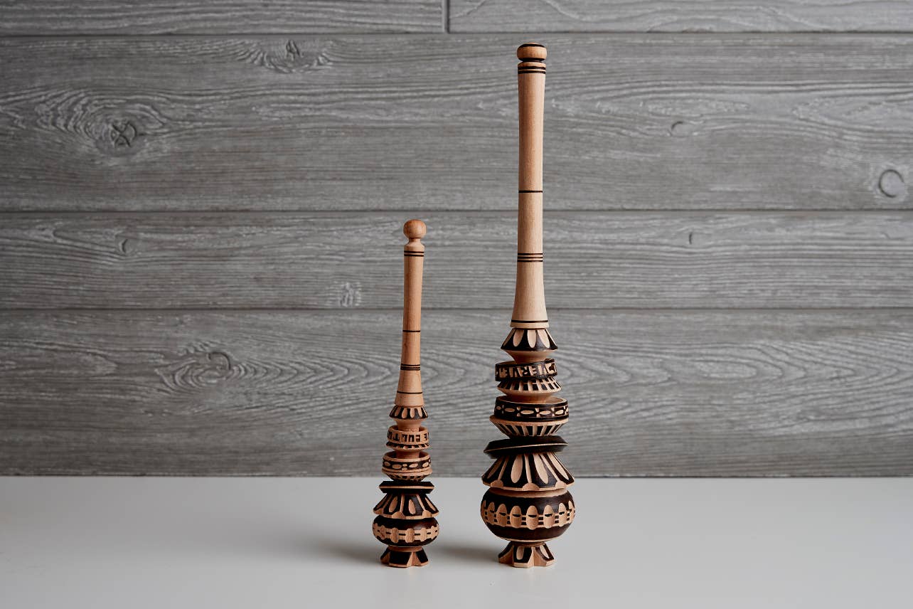 Wooden Mexican Molinillo for MExican Hot Chocolate with intricate carvings 