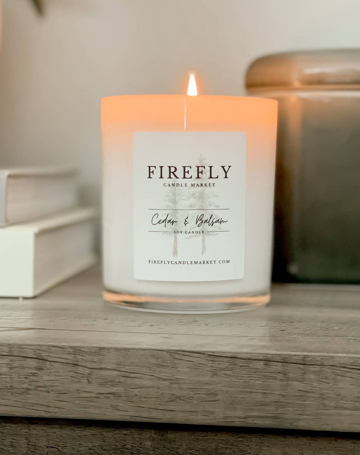 Firefly Candle Market - White Vessel Candle with Watercolor Label: Lava