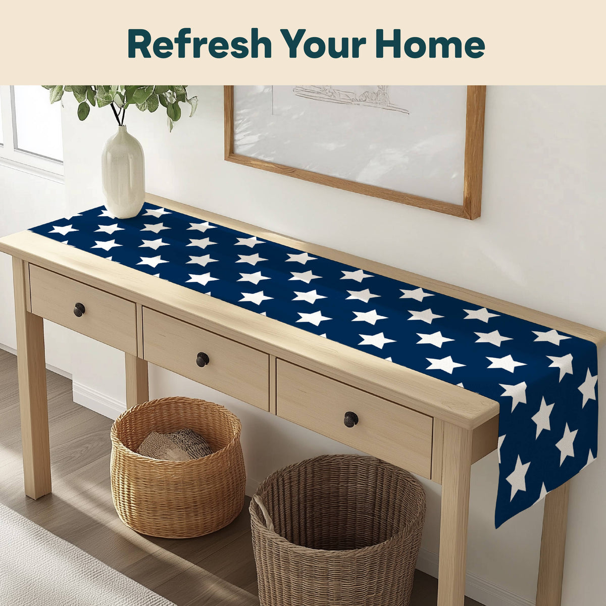 Freedom Stars Navy Table Runner