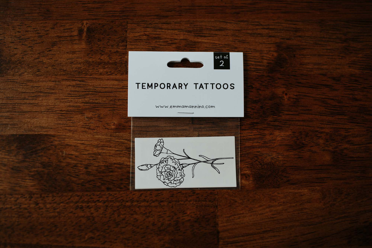 Saint &amp; Company - January Birth Flower - Carnation Temporary Tattoos