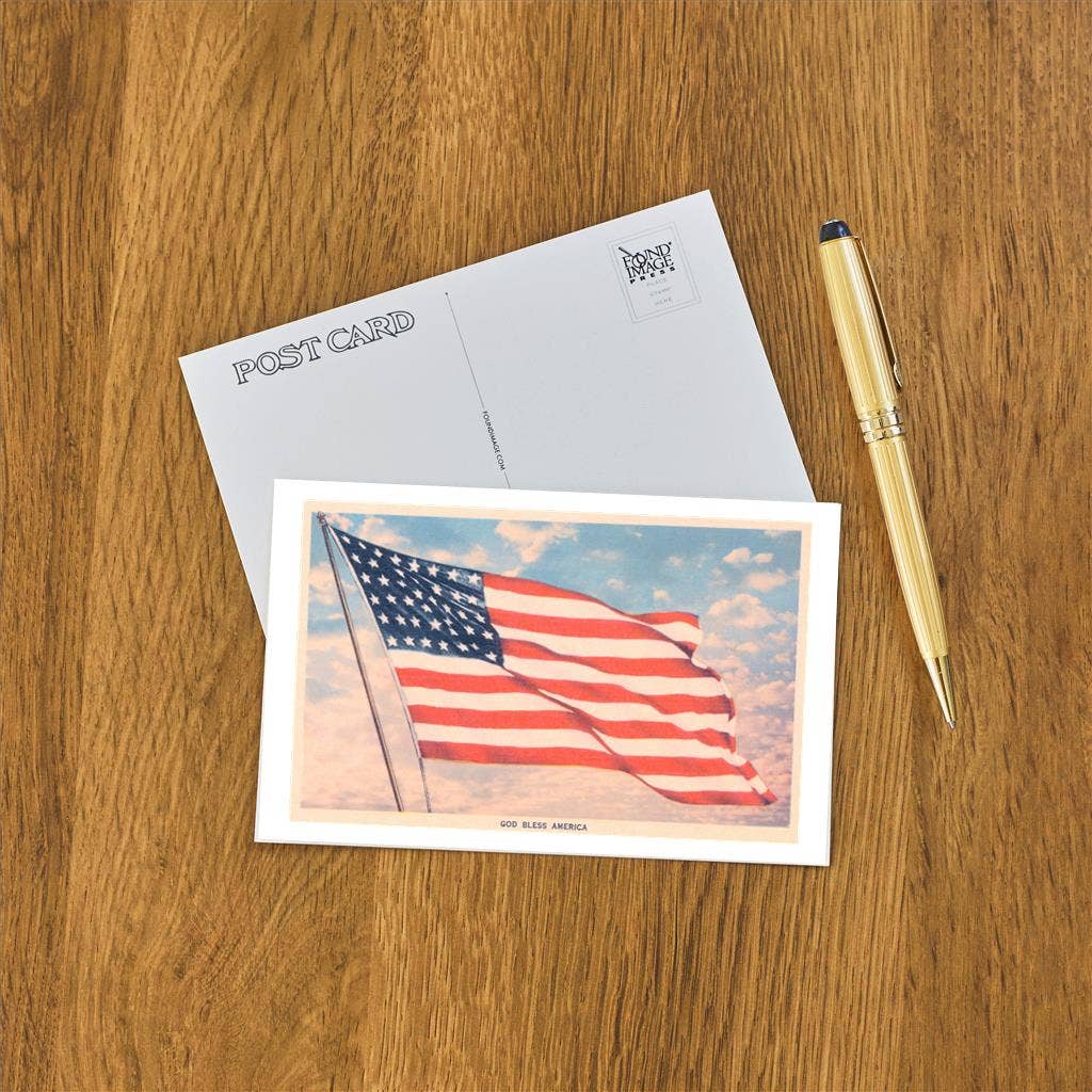 Postcard: God Bless America, Flag