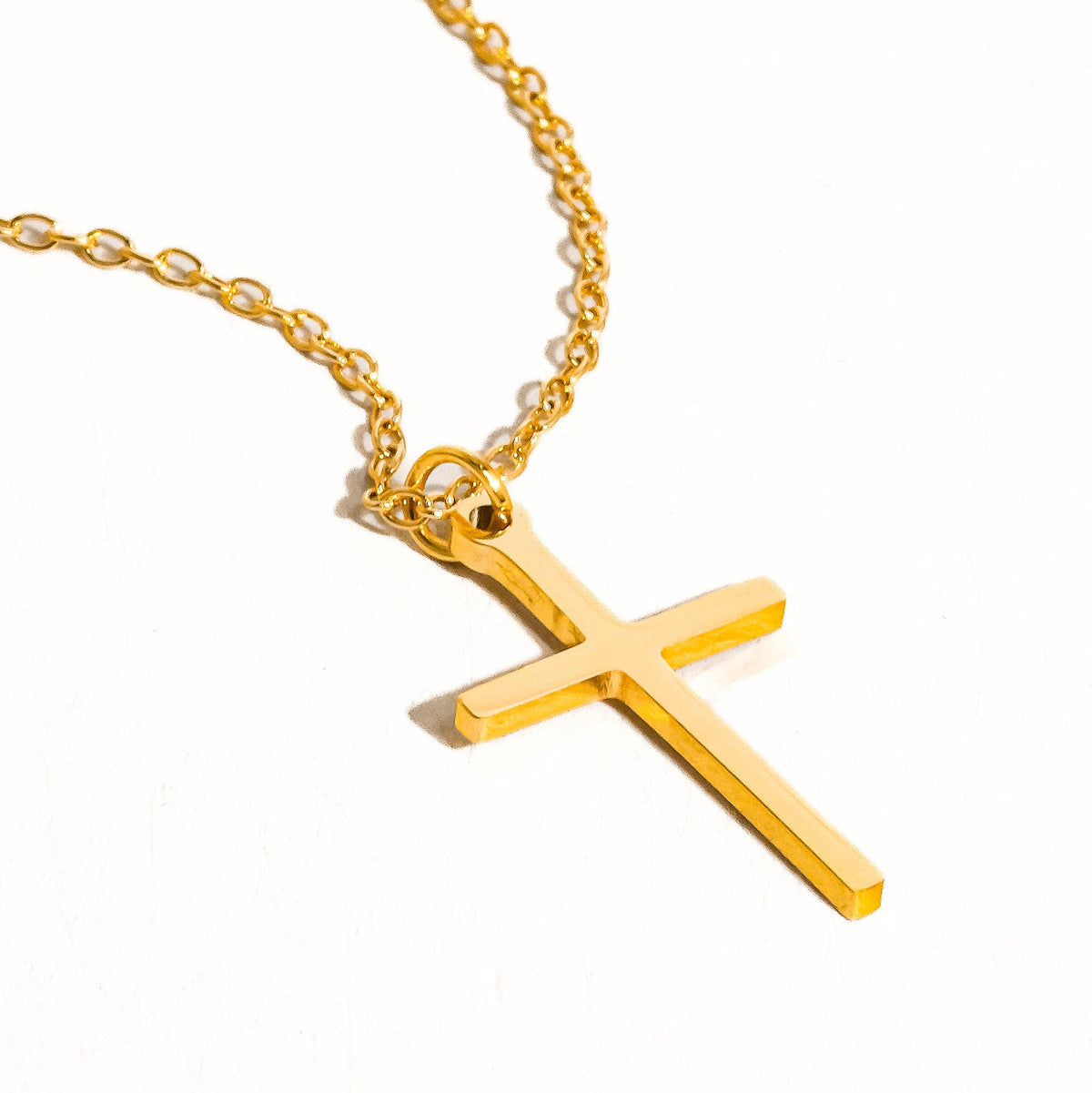 18K Gold Non-Tarnish Small Cross Necklace