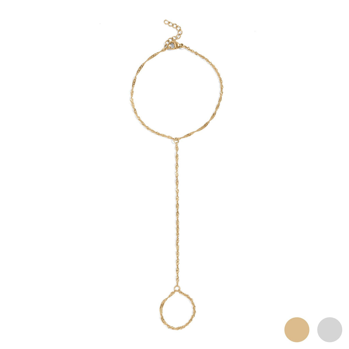 18K Gold PVD Stainless Steel Singapore Hand Chain: Gold