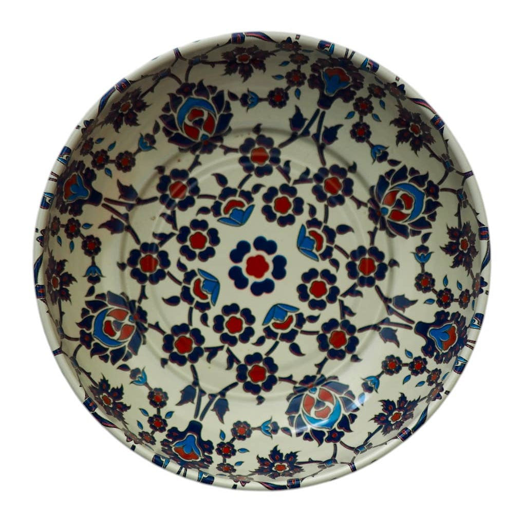 Decorative ceramic plate with floral pattern on a white background