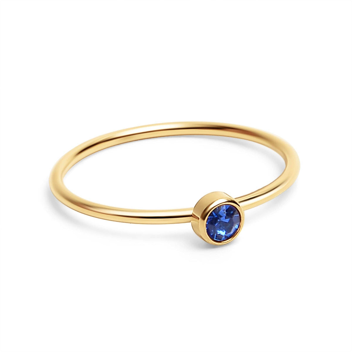 18K Gold Birthstone Stacking Ring: Size 7