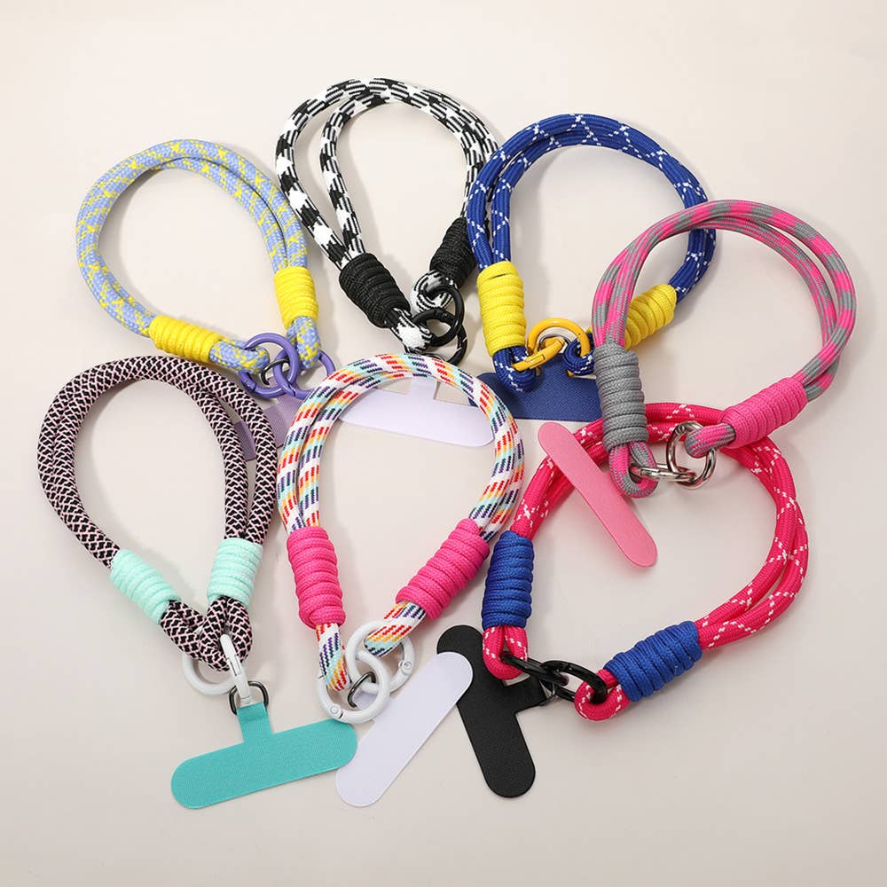 Candy Color Double Loop Phone Wrist Strap / Keychain: Pink