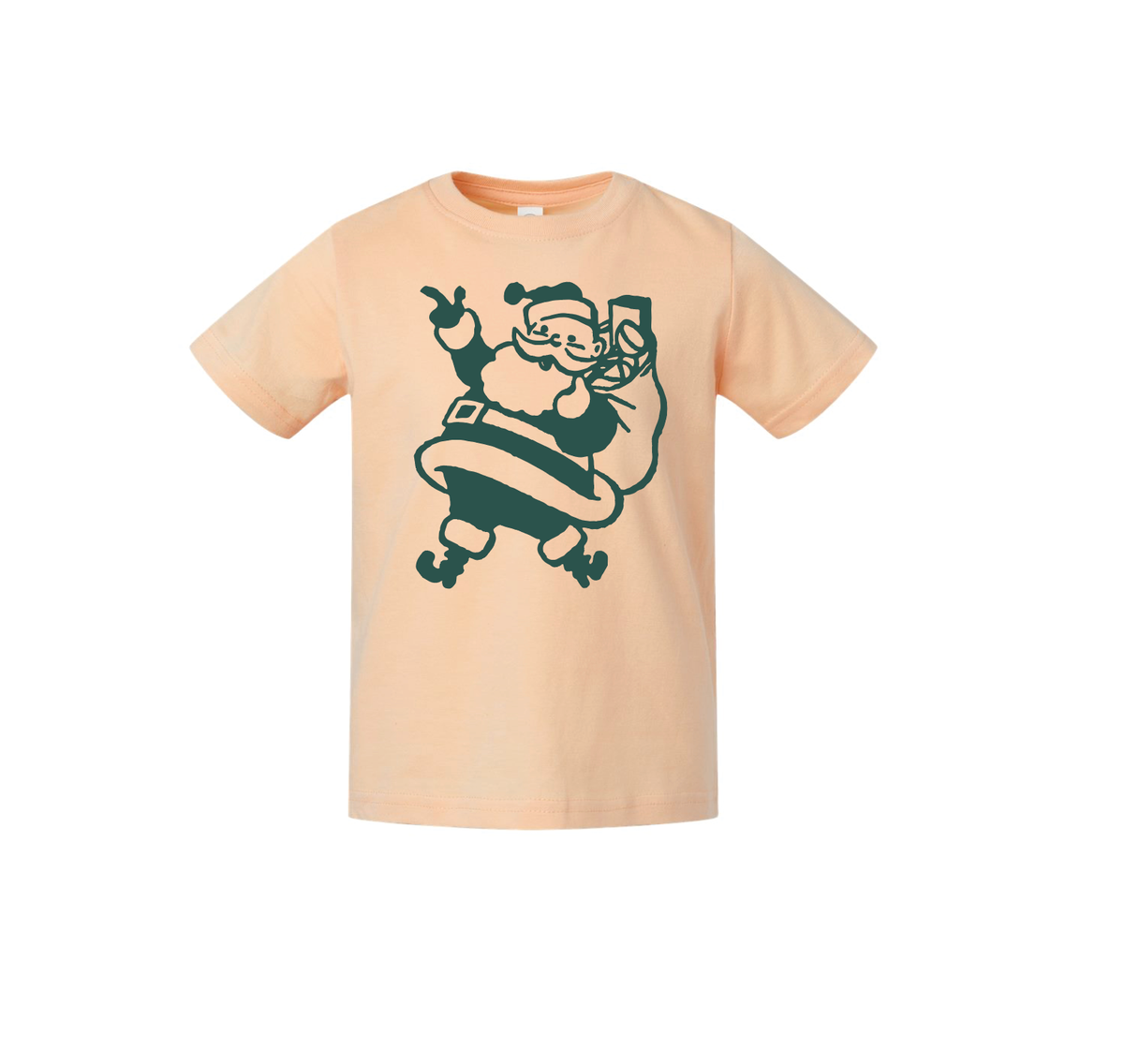Retro Santa T-Shirt: Peach & Emerald
