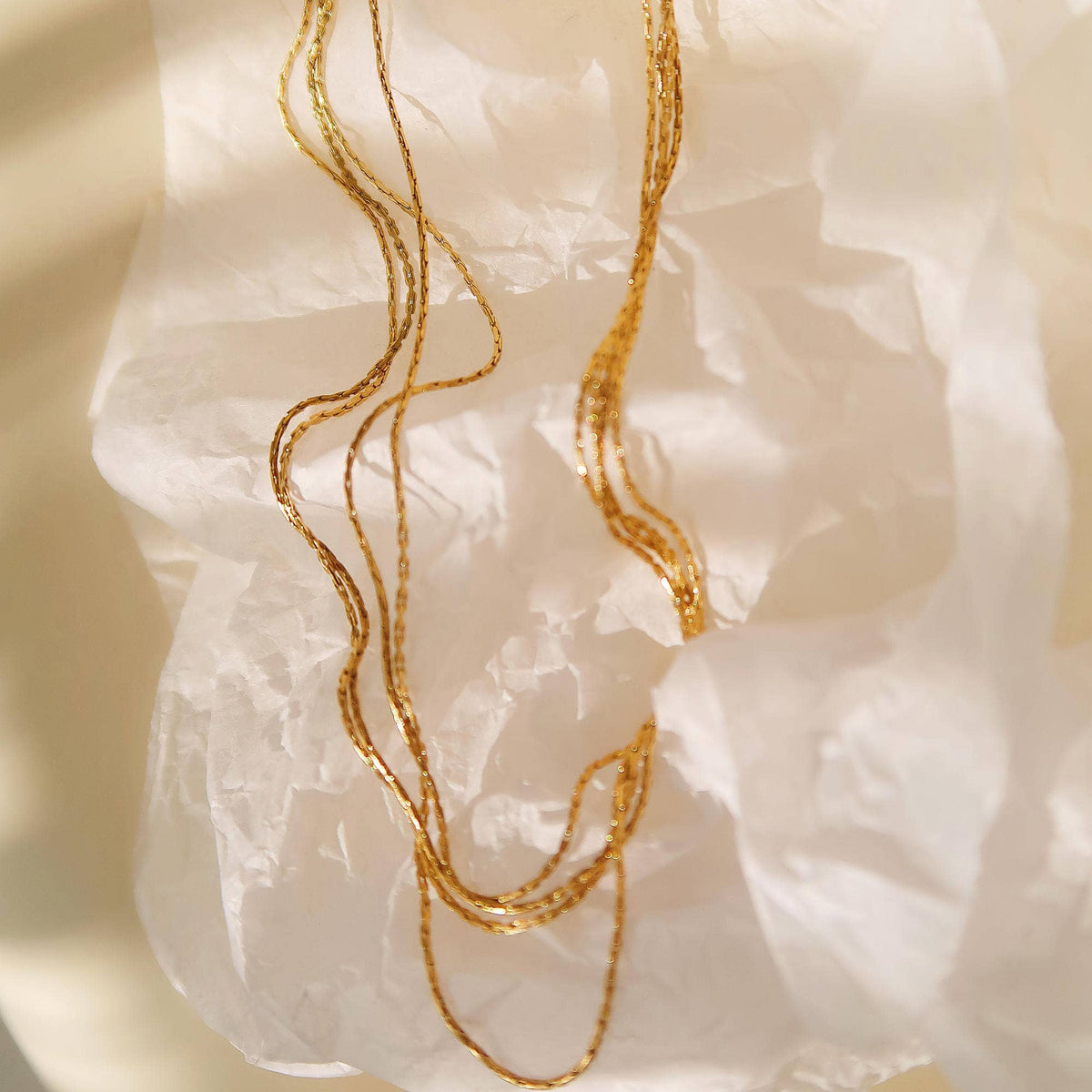 18K Gold Non-Tarnish Layered Dainty Chain Necklace