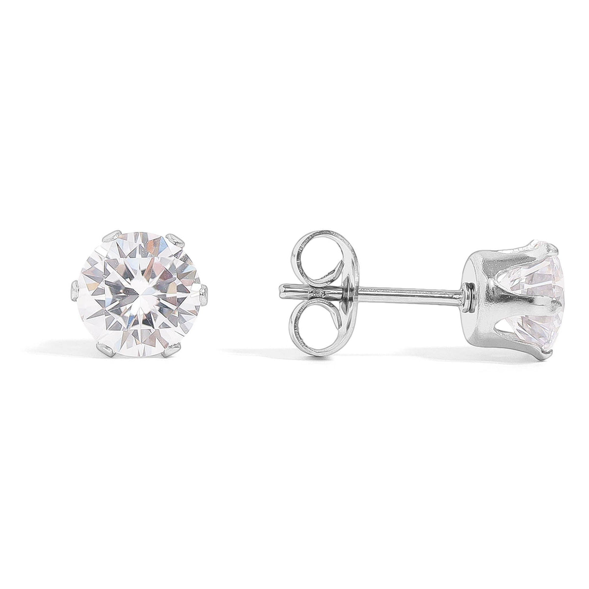 Stainless Steel Round Stud Earrings: 6mm