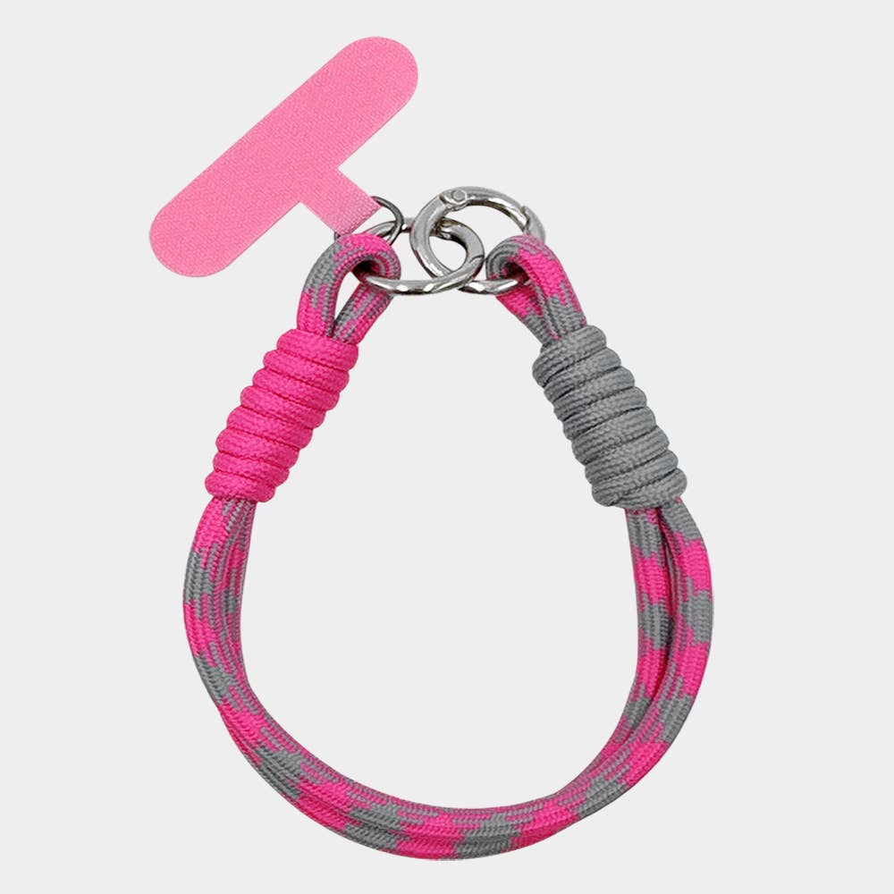 Candy Color Double Loop Phone Wrist Strap / Keychain: Pink