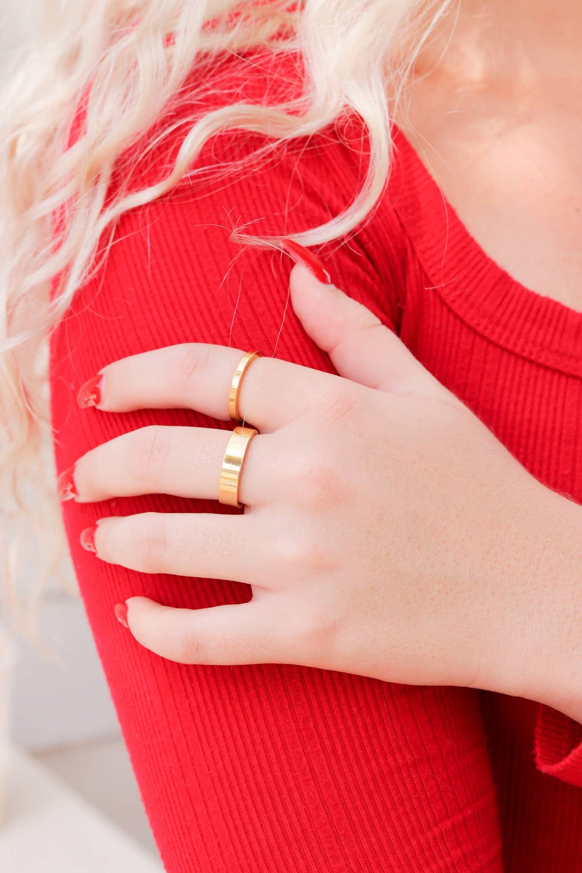 18K Gold Stainless Steel Flat Band Ring