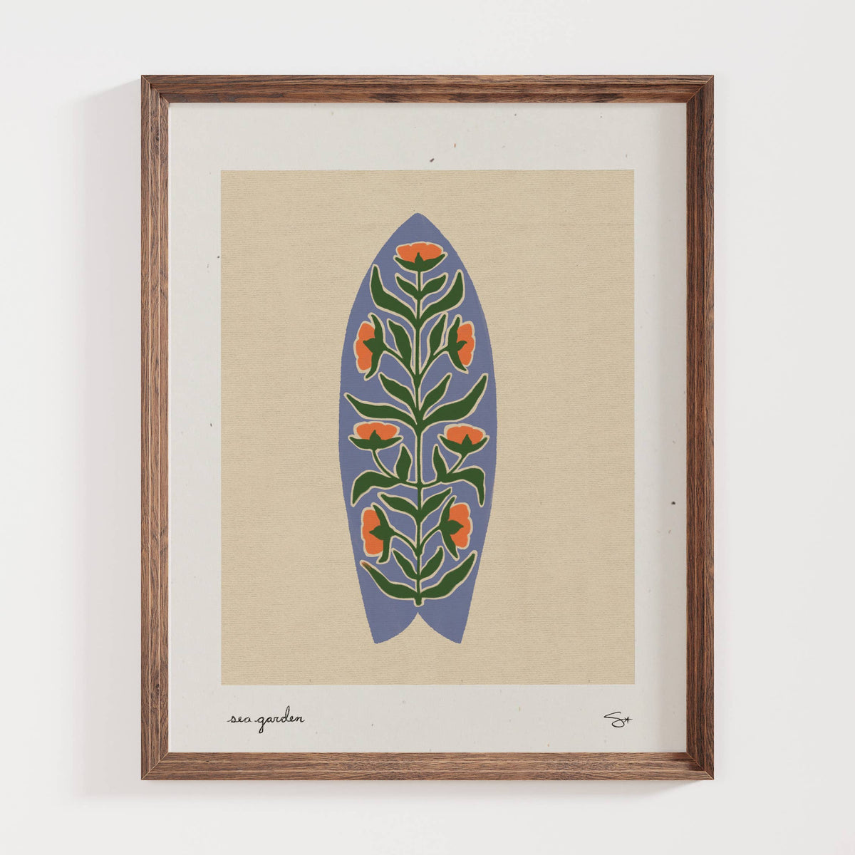 Mid Tide Design - Surf Garden 3 | Surfboard Print: 8”x10”