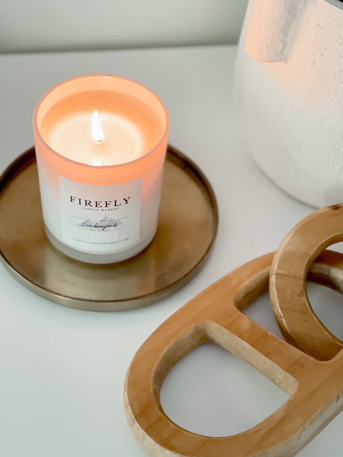 Firefly Candle Market - White Vessel Candle with Watercolor Label: Lava