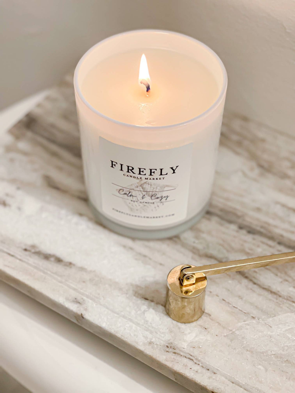 Firefly Candle Market - White Vessel Candle with Watercolor Label: Lava