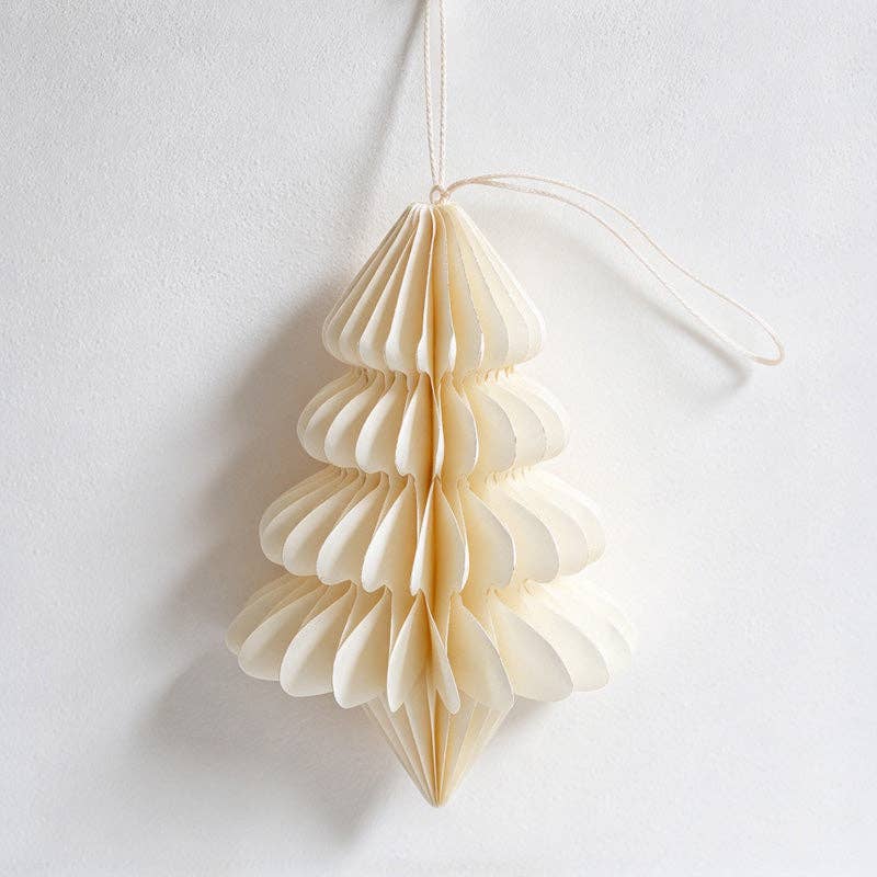 Honeycomb Paper Tree Ornament - Classic Tree, Ivory