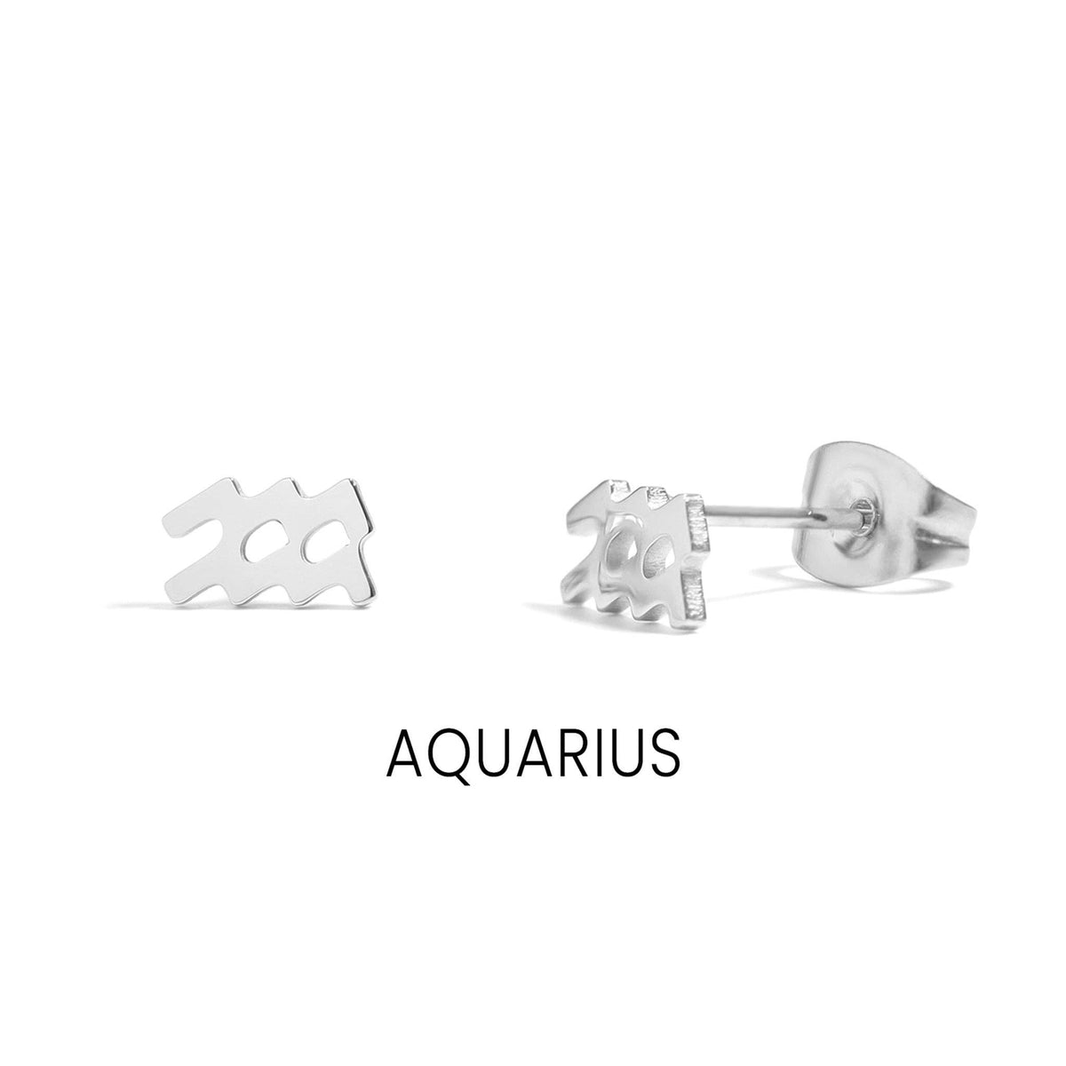 18K Gold PVD Stainless Steel Zodiac Stud Earrings