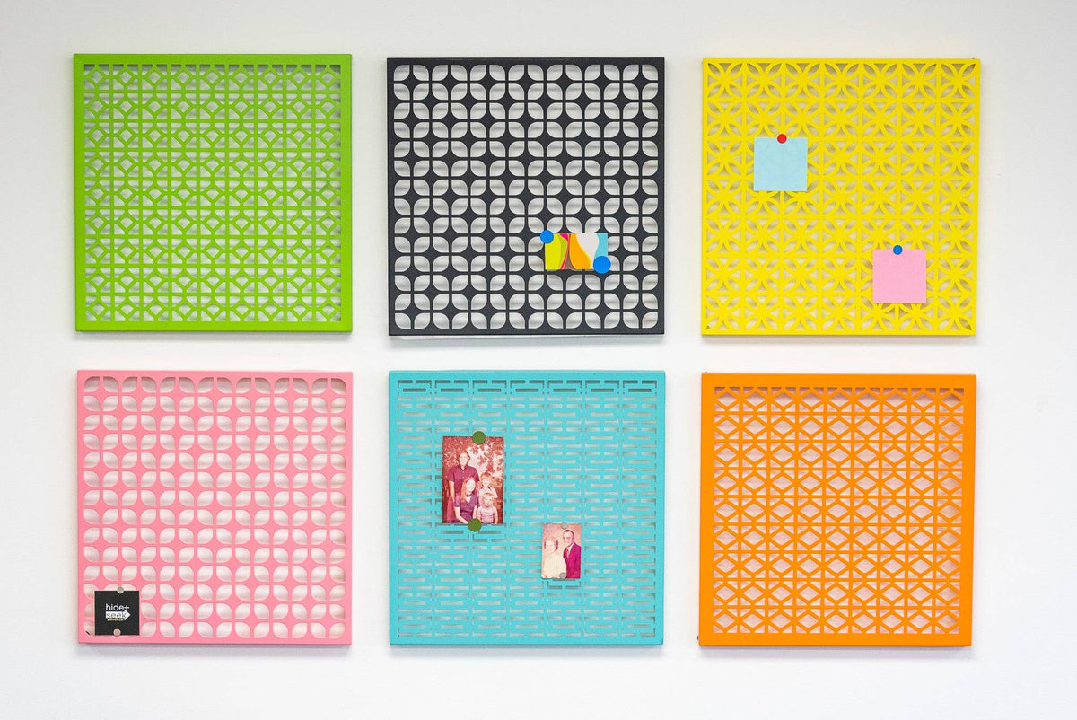 Breeze Block Metal Wall Art/Magnet Board 15.5" Square-Pink