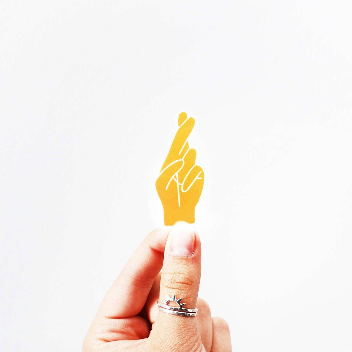 Mini Fingers Crossed Vinyl Sticker