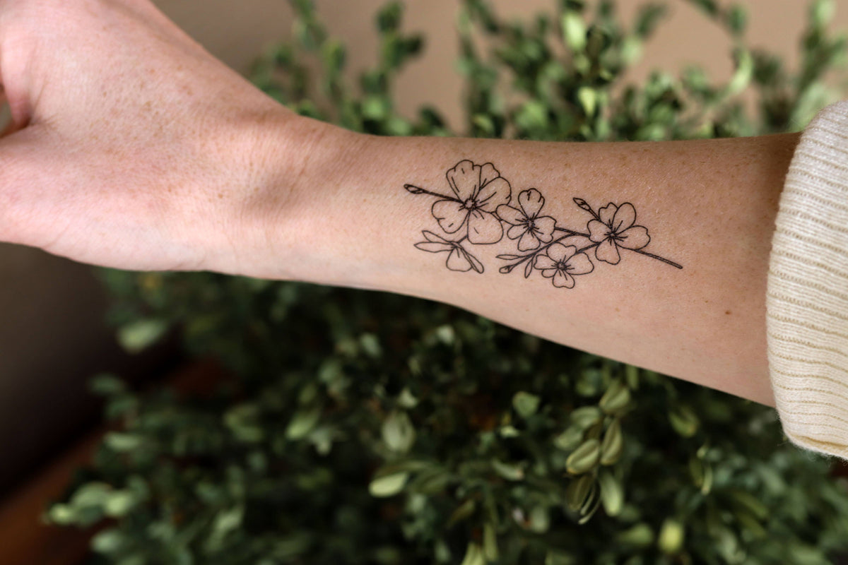 Saint &amp; Company - March Birth Flower - Cherry Blossom Temporary Tattoos