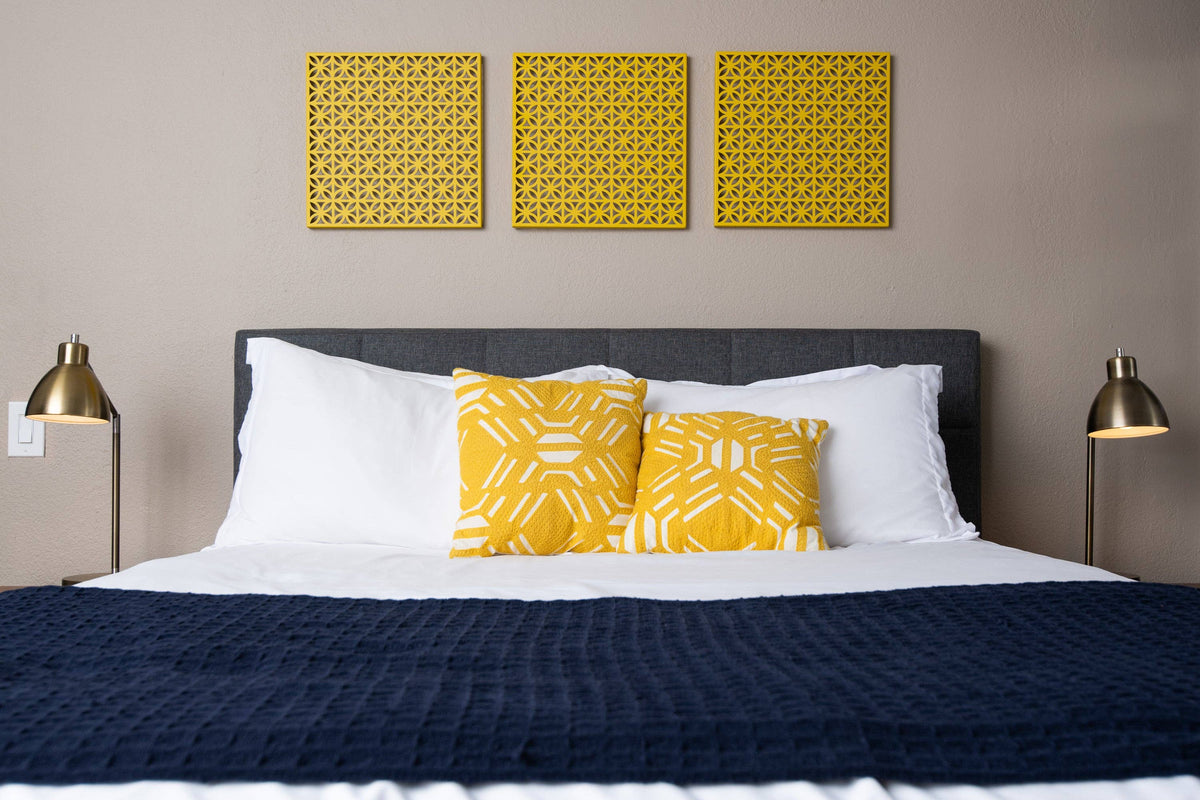 Breeze Block Metal Wall Art/Magnet Board 15.5" Square-Lemon
