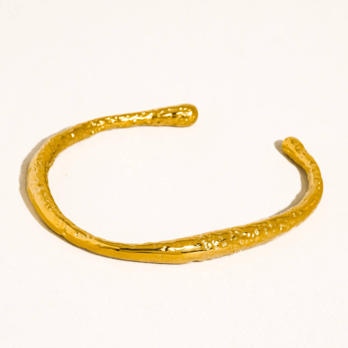 18K Gold Non-Tarnish Textured Open Cuff Bracelet