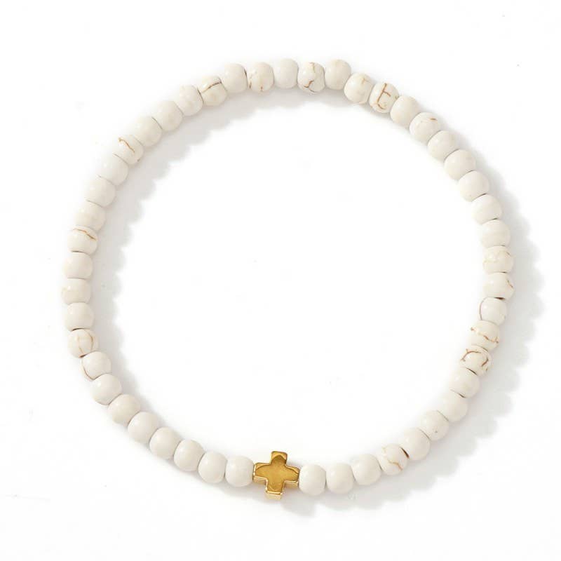 Natural Stone Beaded Bracelet, Howlite