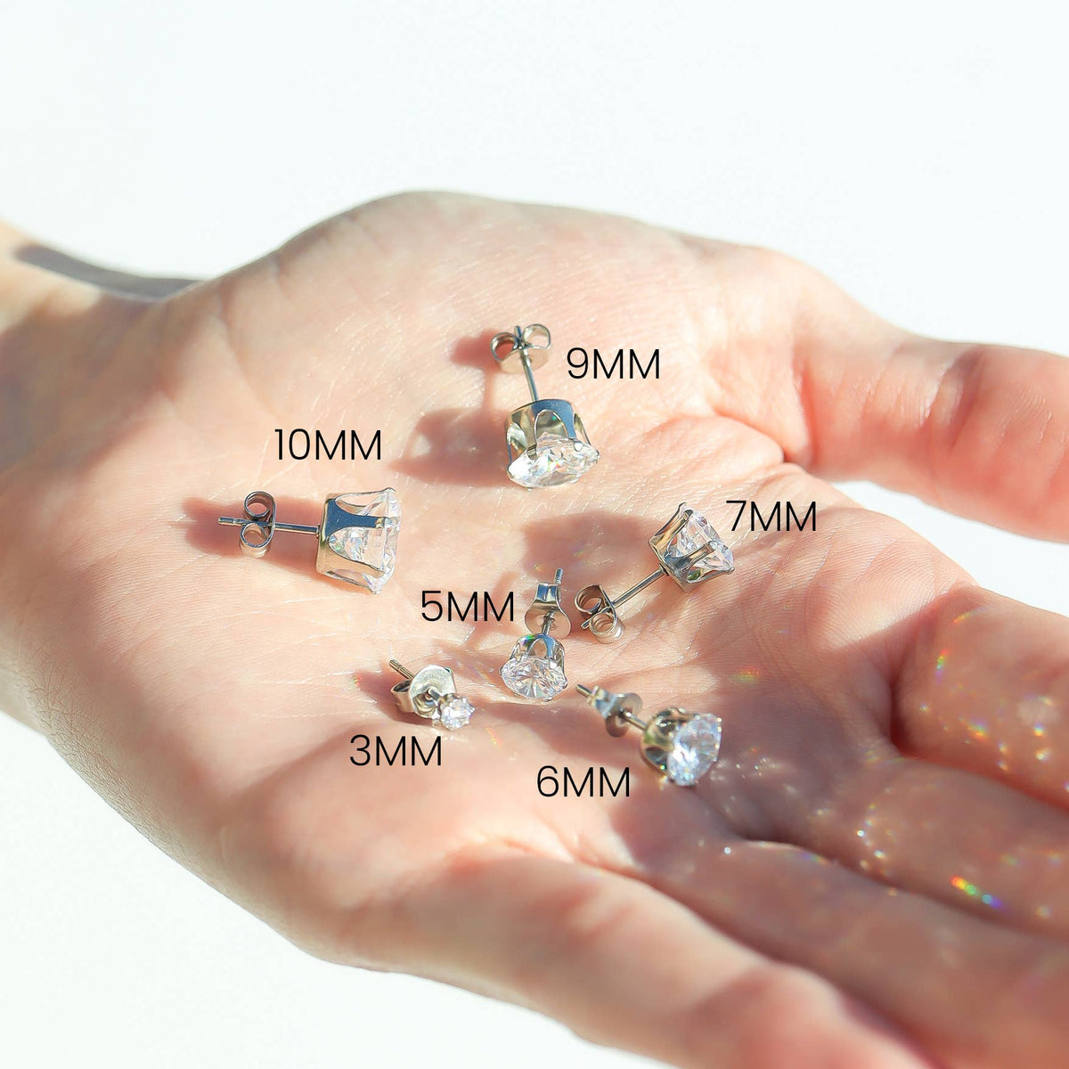 Stainless Steel Round Stud Earrings: 6mm