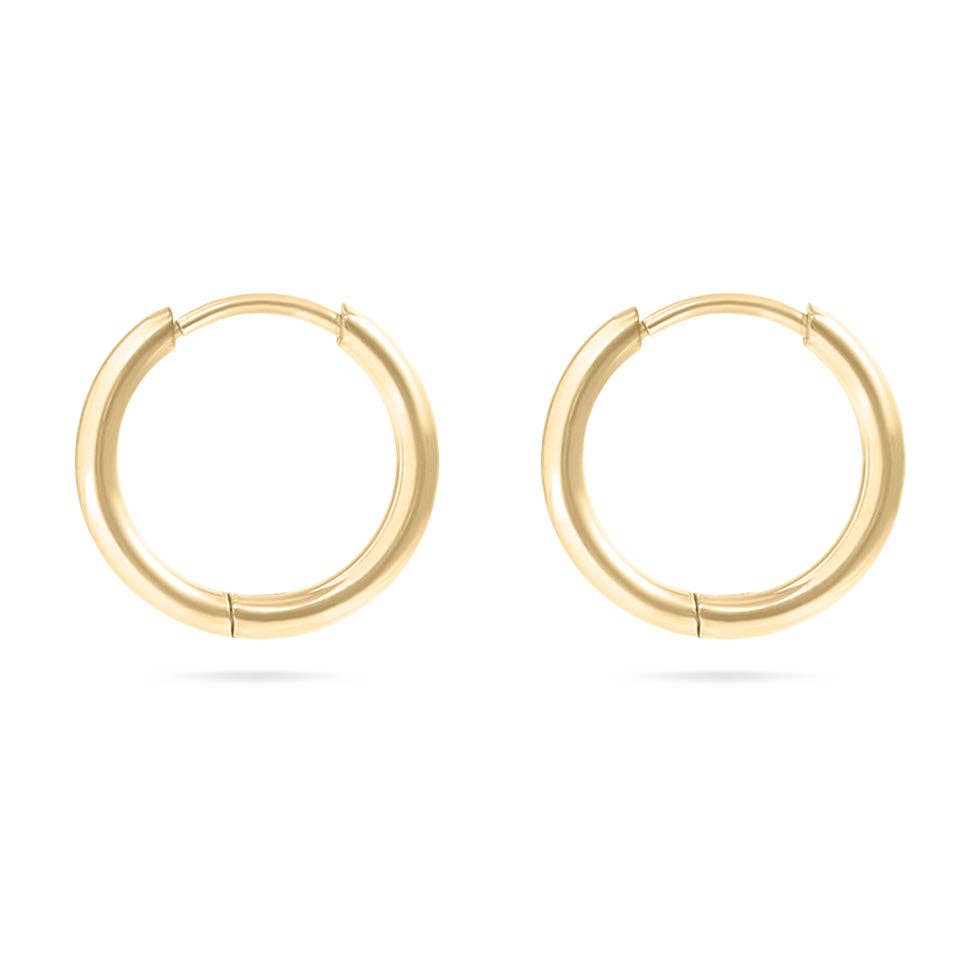 18K Gold PVD Stainless Steel Classic Hoop Huggie Earrings: Gold / 16mm