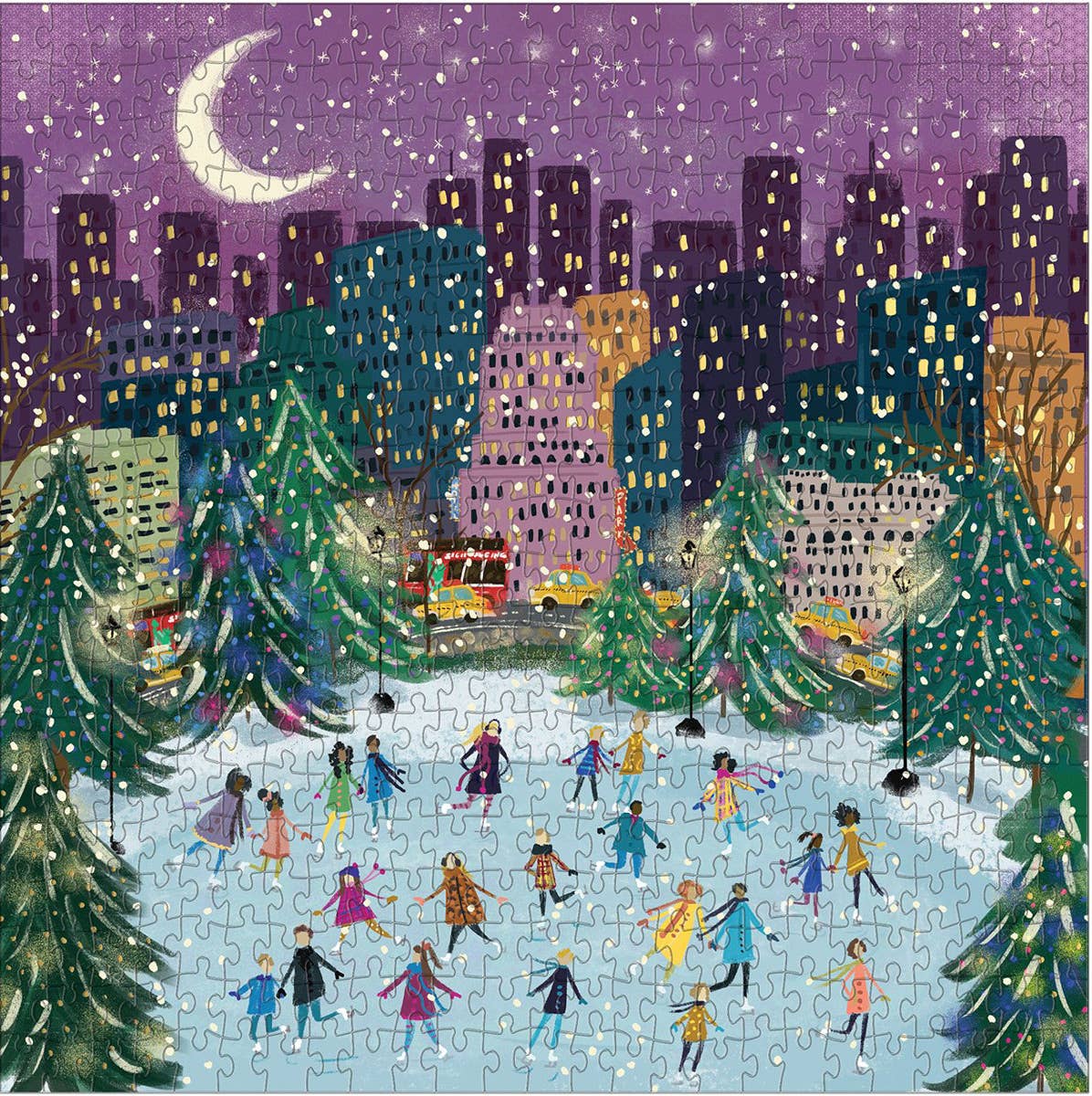 Chronicle Books - Merry Moonlight Skaters 500 Piece Foil Puzzle
