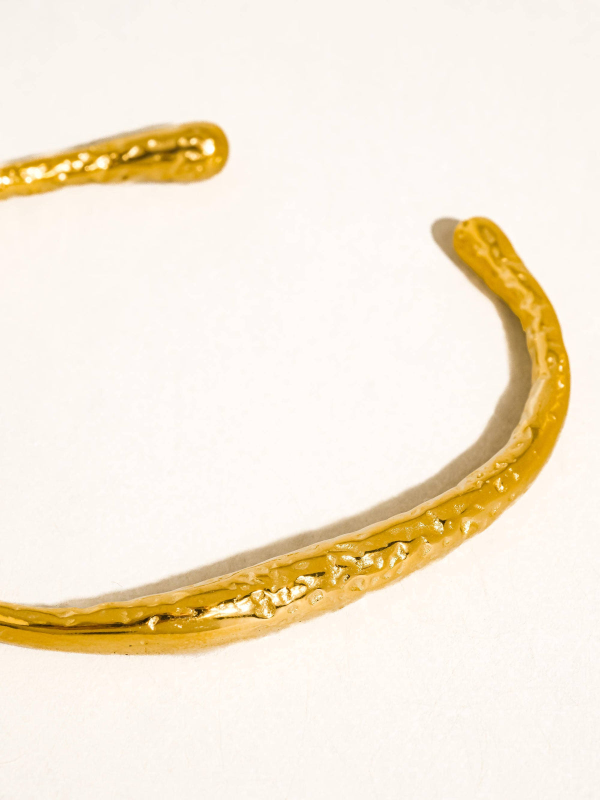 18K Gold Non-Tarnish Textured Open Cuff Bracelet