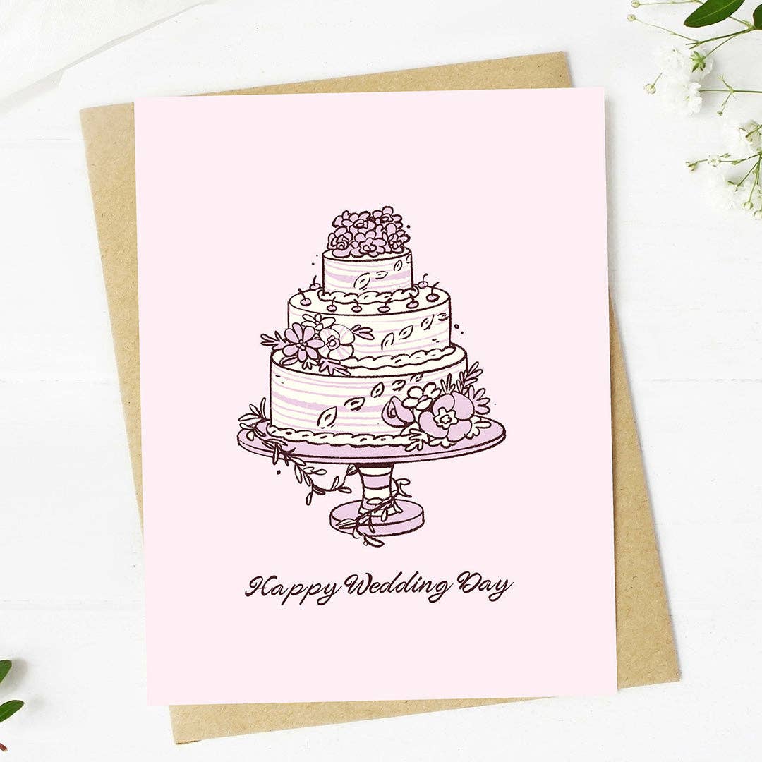 "Happy wedding day" Wedding Cake Card