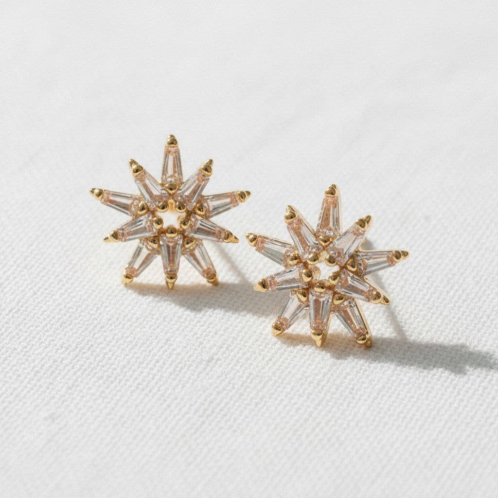 Star-Shaped Drop Earrings with Sparkling Accents